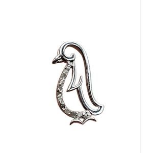 Sterling Silver Diamond Penguin Pendant Marked "MO 925"